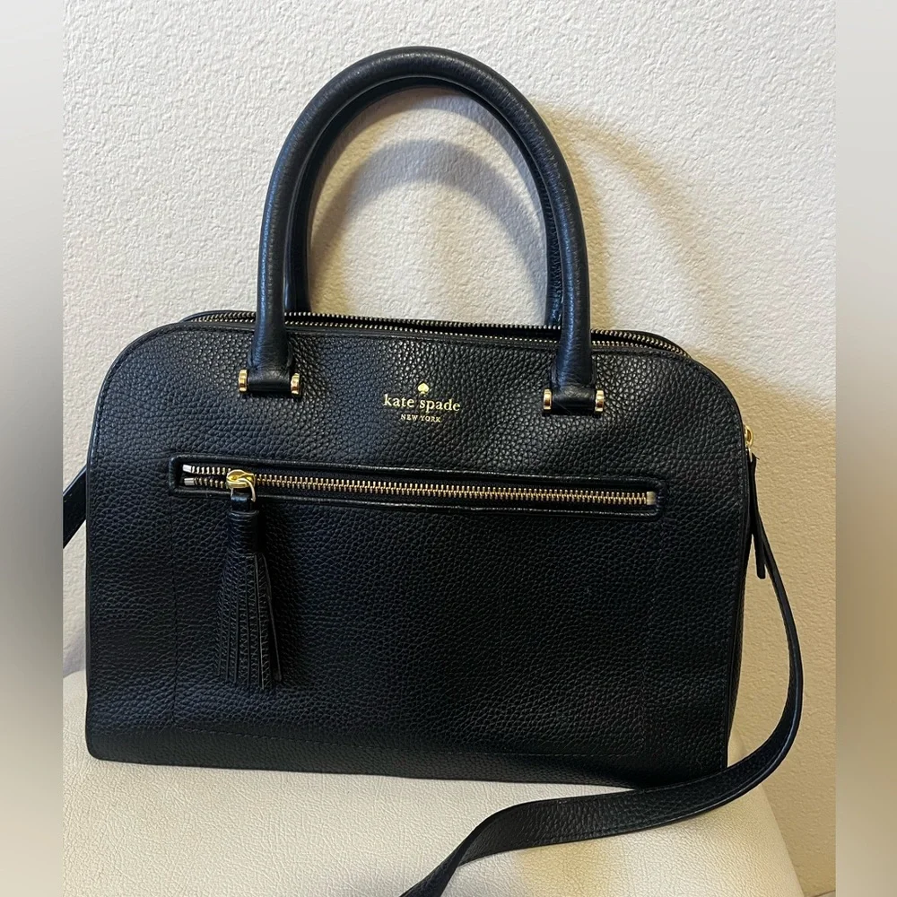 Kate Spate Chester Street Black Pebbled Leather Bag Satchel Handbag